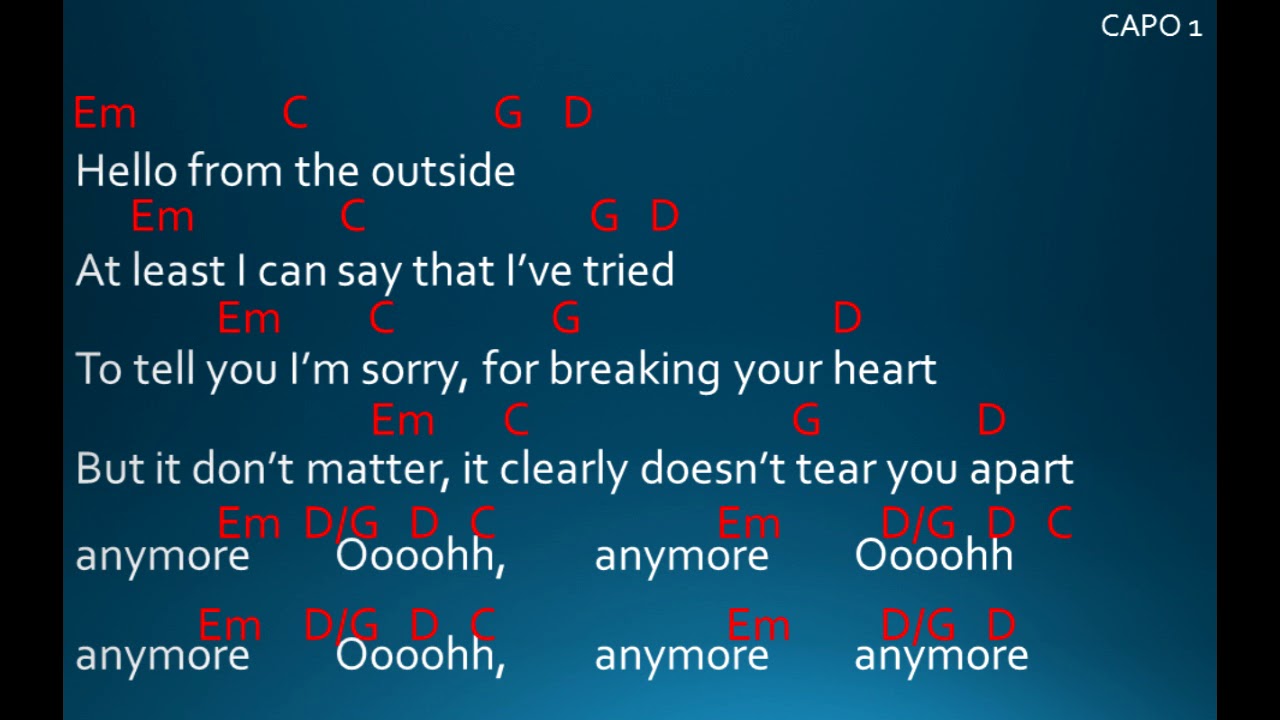 Hello by Adele Lyrics and Chords