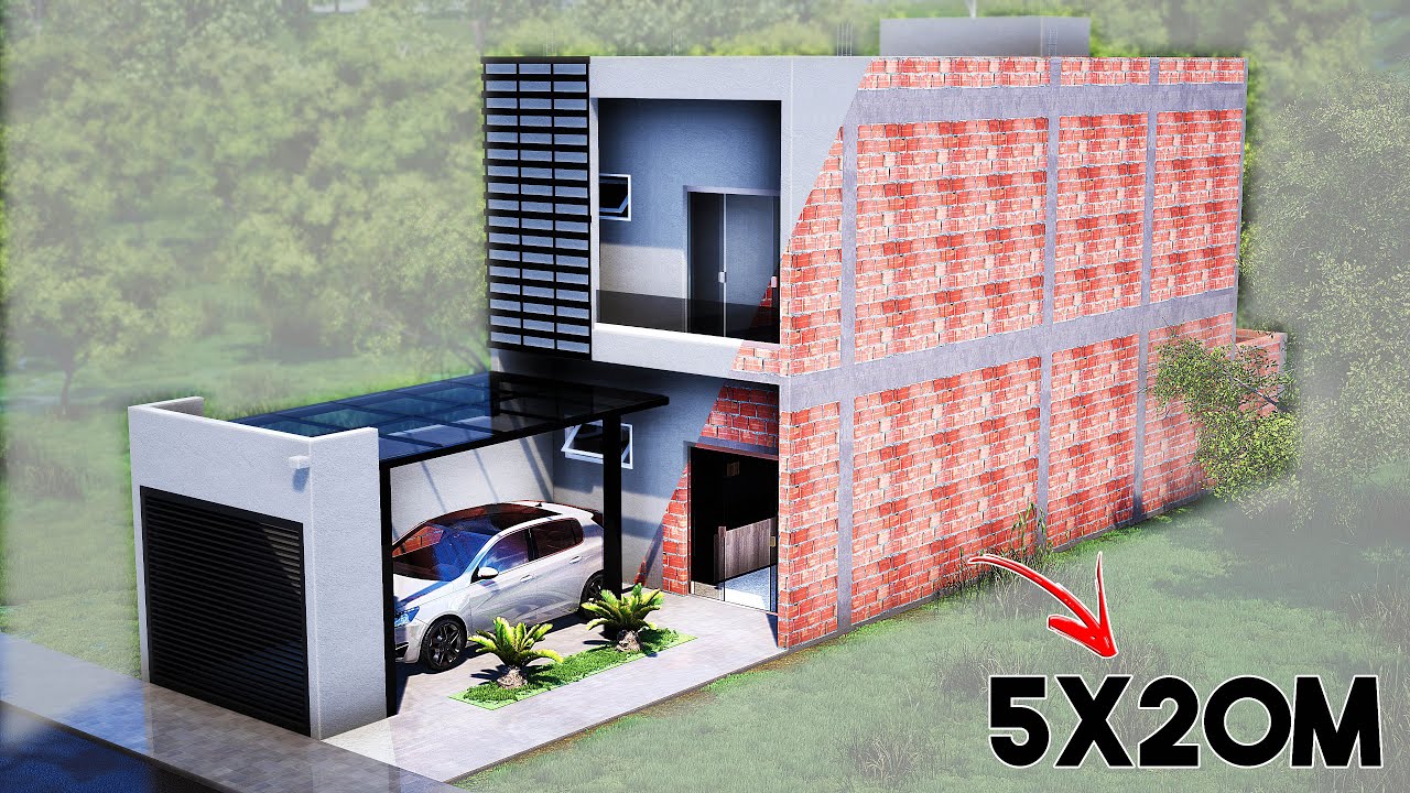 PLANTA 3D | SOBRADO 5X20M COM 03 QUARTOS E GARAGEM | PASSO A PASSO | DUTRAM | #construction #casas