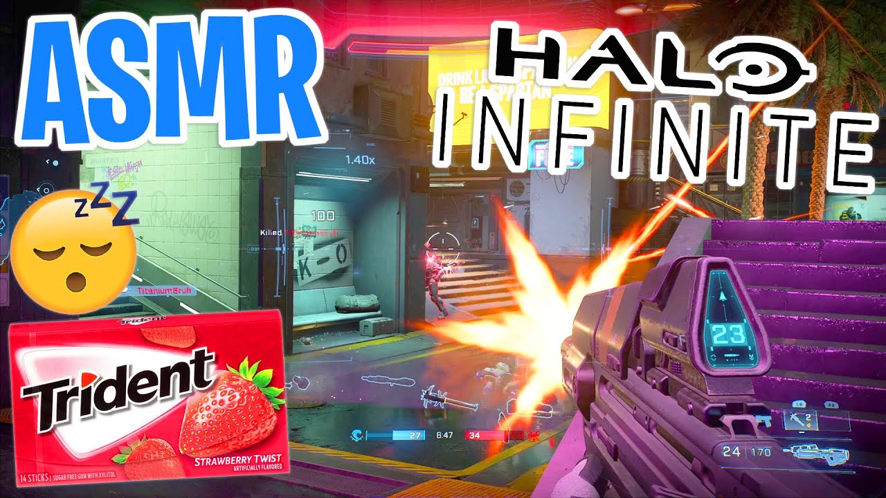 ASMR Gaming 😴 HALO INFINITE Relaxing Gum Chewing 🎮🎧 Controller Sounds + Whispering 💤