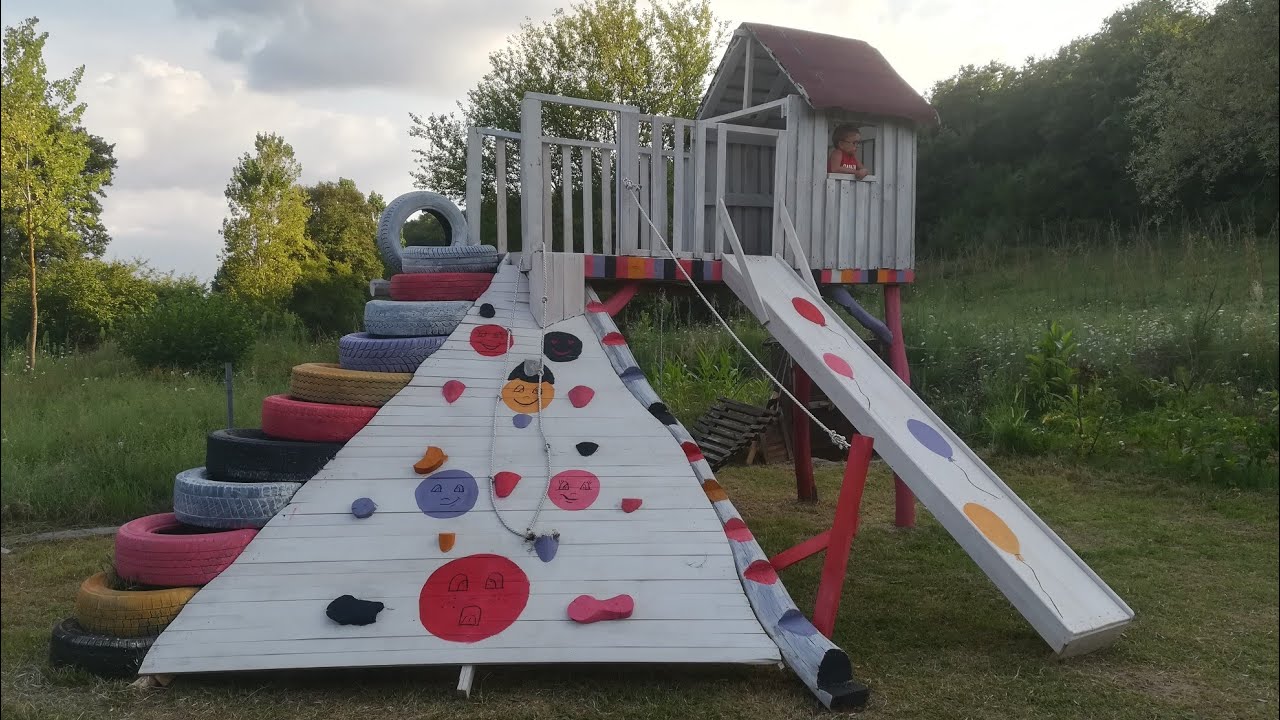 Ahşap çocuk oyun parkı yapımı . Oyun parkuru Bölüm 2