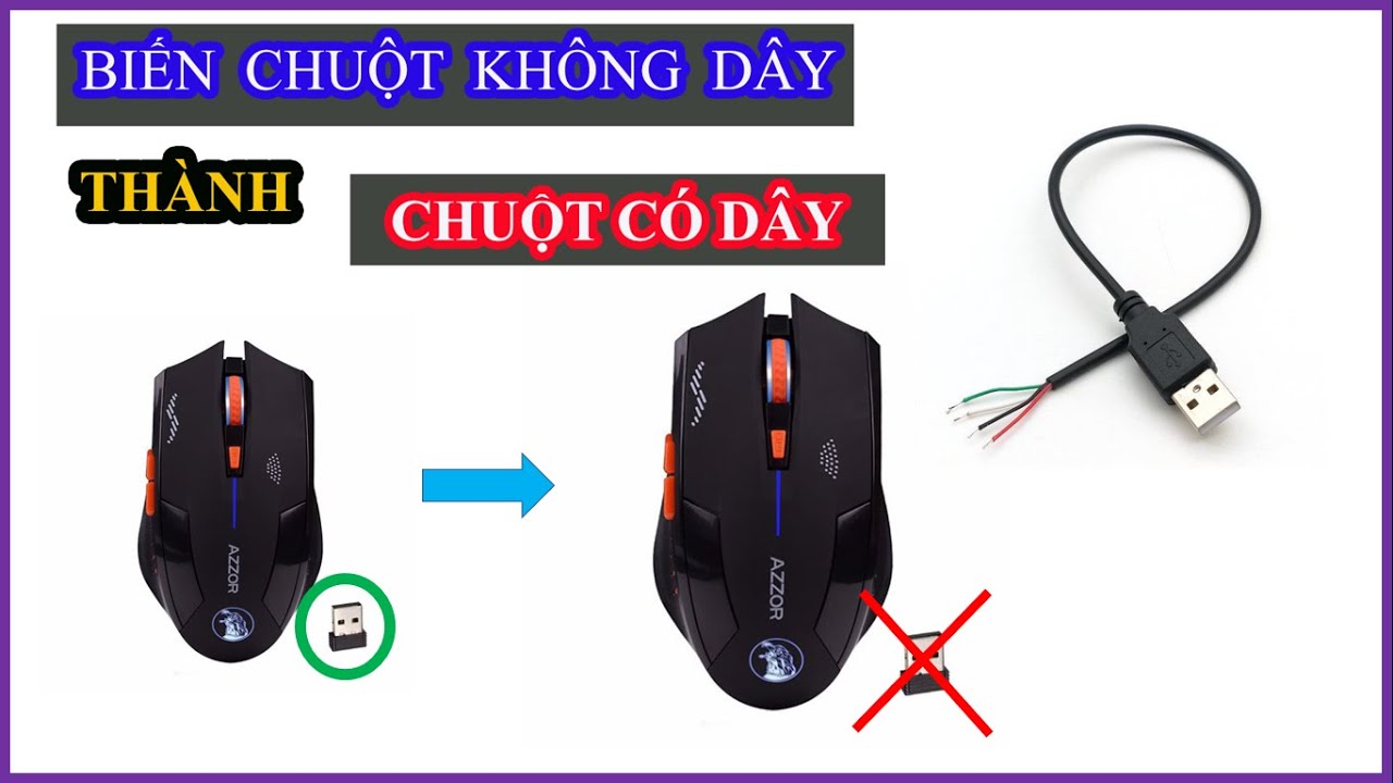 💥Biến chuột không dây thành chuột có dây  | VBD chế chuột PC | wireless mouse becomes a wired mouse