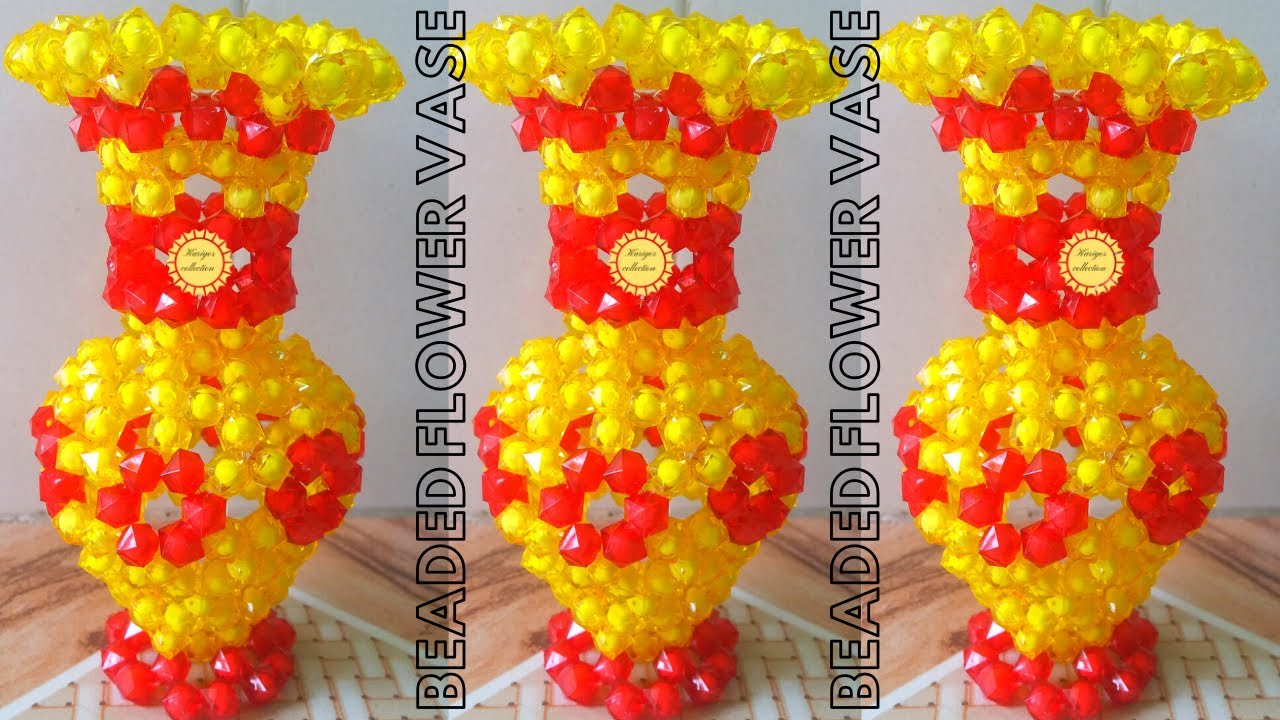 পুতির ফুলদানী//How to make beaded flower vase//putir fuldani