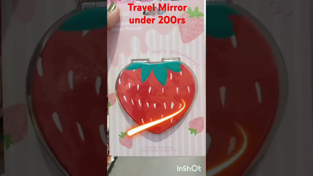 🎀Miniso Cute Travel Mirror under200rs. #asthetic#hellokittymirror#strawberrymirror#cute#shorts..🍓