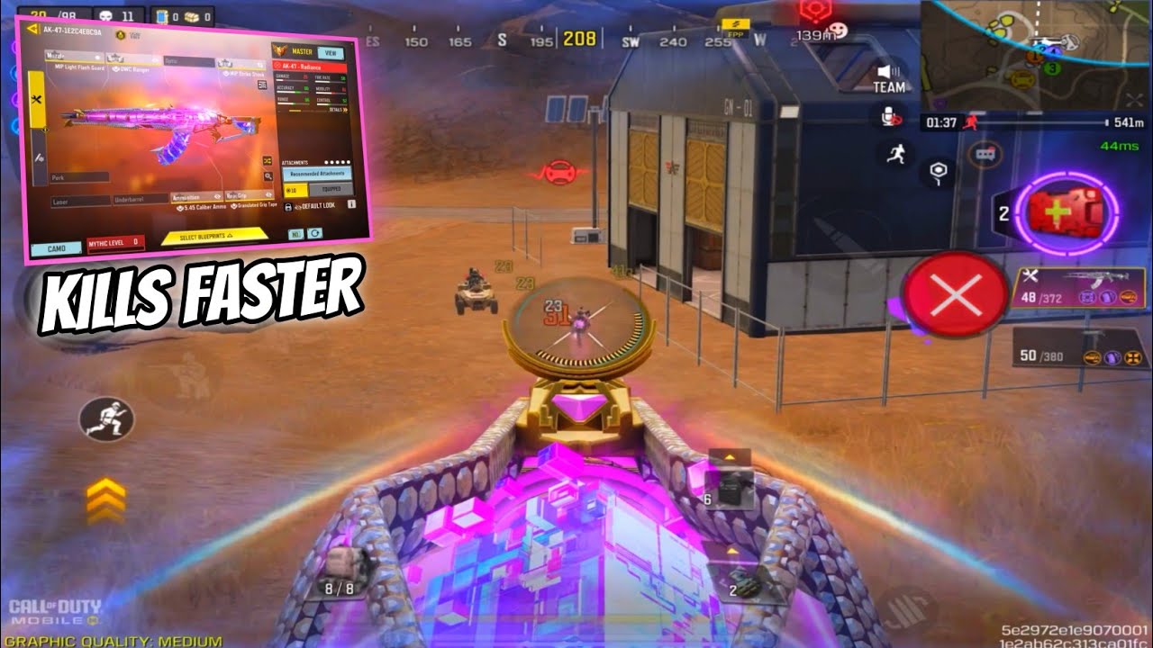 Mythic Ak47 with 5.45 caliber ammo kills really fast in codm br 😳! best ak47 gunsmith in codm br