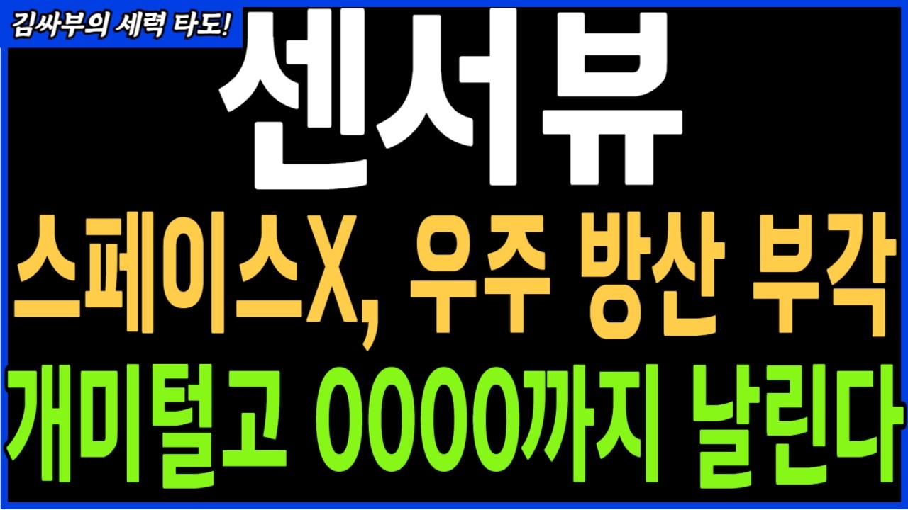센서뷰 스페이스X 우주 방산 부각 개미털고 0000까지 날린다,