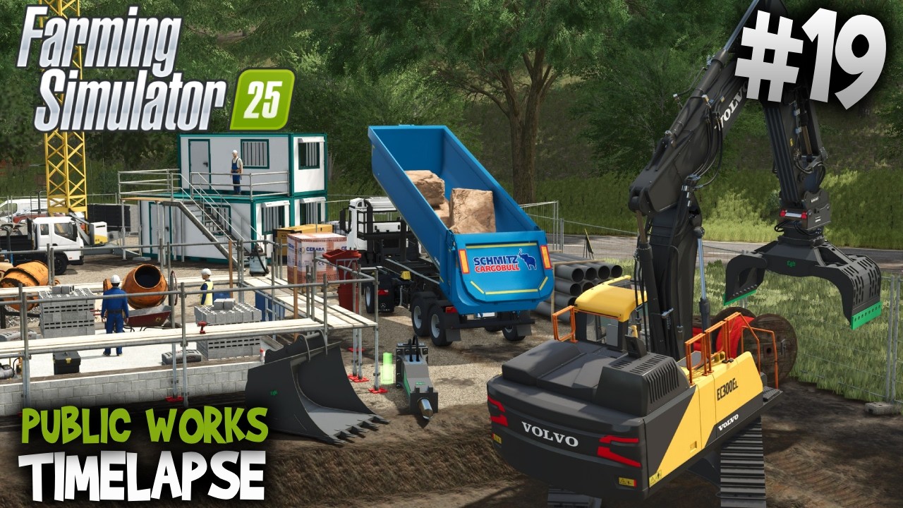 ⚒️ Максимальное использование пространства: каменные стены 🚧 Volvo EC300E и Mercedes Arocs 👷 FS25