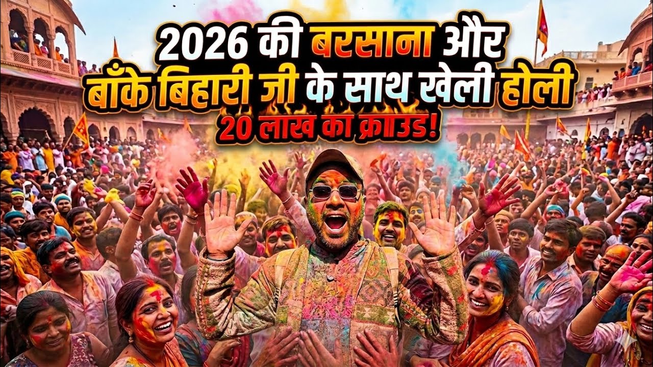2026🤯 की बरसाना और बांके बिहारी जी की होली🎨🫟🔫 {🤯20Lakh+ Crowd} #sukoon027 #barsanaholi #bankebihari 