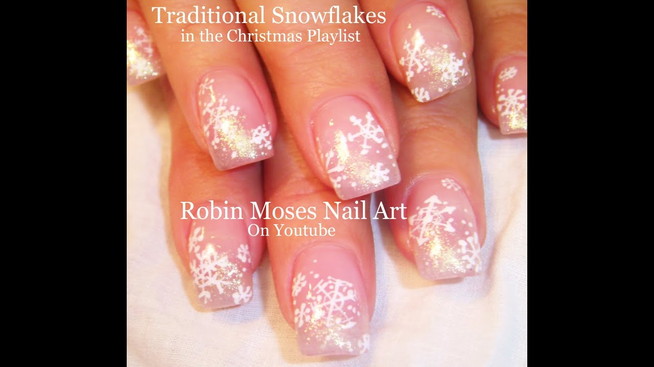 Easy Snowflake Nails | DIY Pink and White Glitter Nail Art Design Tutorial
