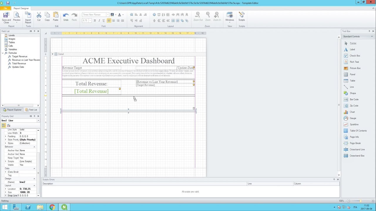 Using formulas to calculate revenues - Qlik NPrinting