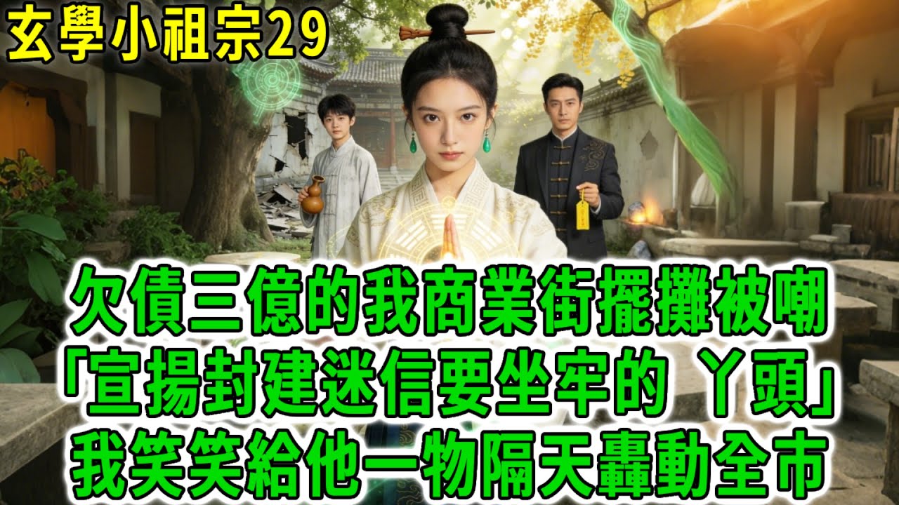 玄學小祖宗29.被49道金雷劈中的我醒來，回到道觀發現負債了三個億，奈何她現在身無分文，於是穿麻衣去商業街擺攤算卦被嘲:｢宣揚封建迷信要坐牢的 丫頭｣我笑笑給他一物隔天轟動全市！#荷上清風 #爽文