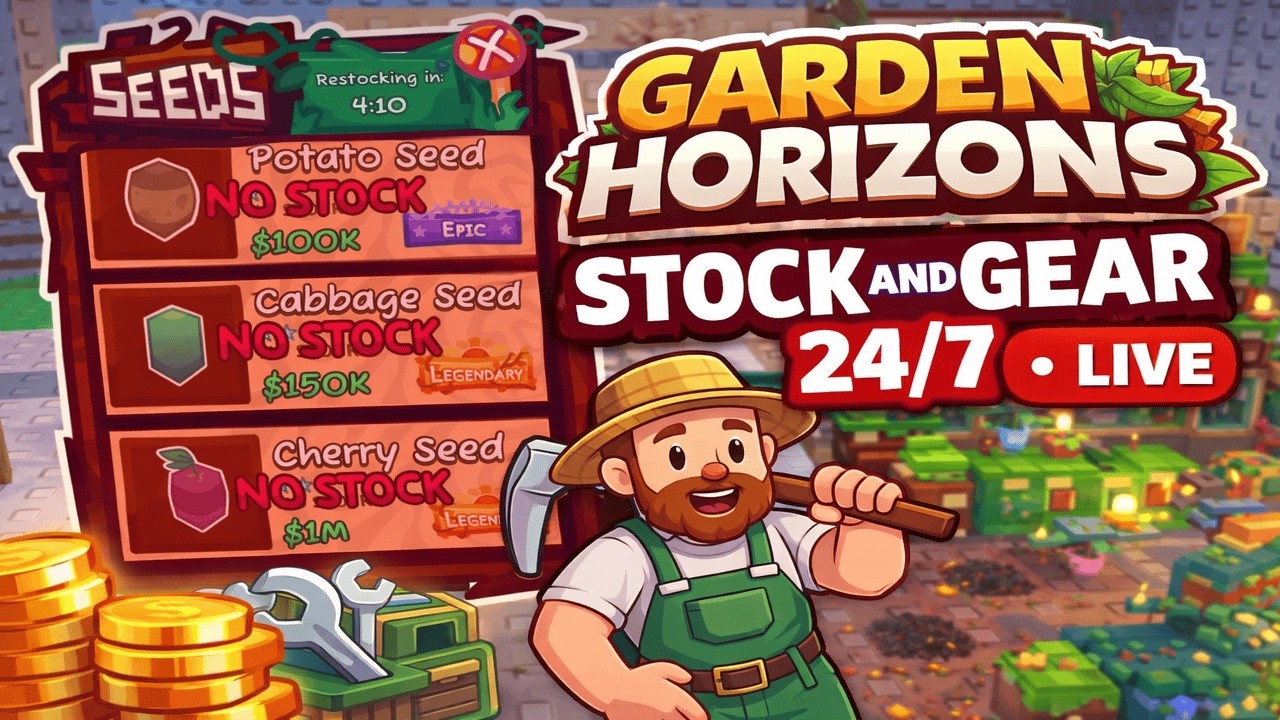 LIVE 🔴 GARDEN HORIZONS STOCKS (Seed, Gears & Weathers) 24/7!  [CONSOLE Update] | Roblox