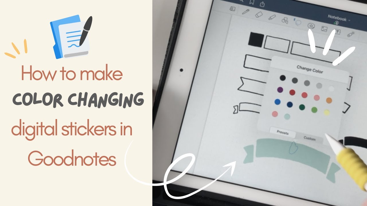 🏷  How to make EDITABLE/ COLOR CHANGING stickers in Goodnotes | 📚Digital planner stickers