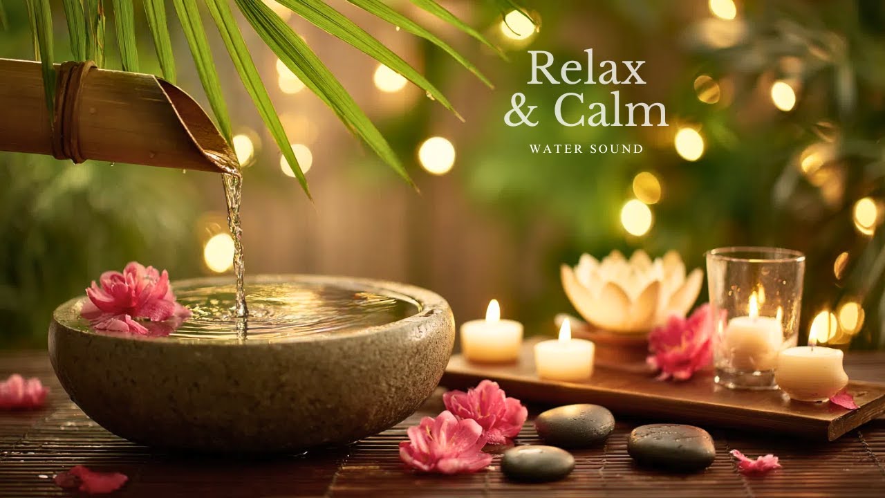 Relaxing Sleep Music + Bamboo Water Sounds 🌿 Deep Healing and Meditation Music Relax Mind Body, Spa