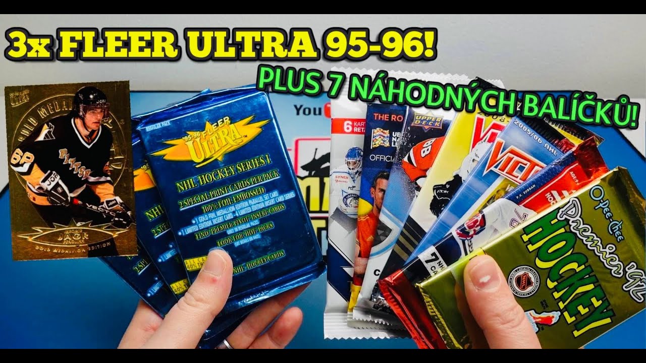 3x FLEER UTRA 95-96 A 7 NÁHODNÝCH BALÍČKŮ! Legendární hokejové kartičky devadesátých let!
