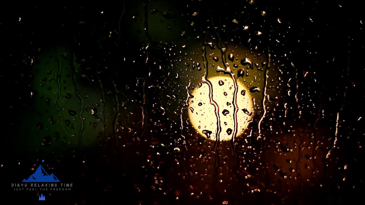 Rain on window at night Beautiful Piano Music & Relaxing Rain sounds:sleep music , soothing