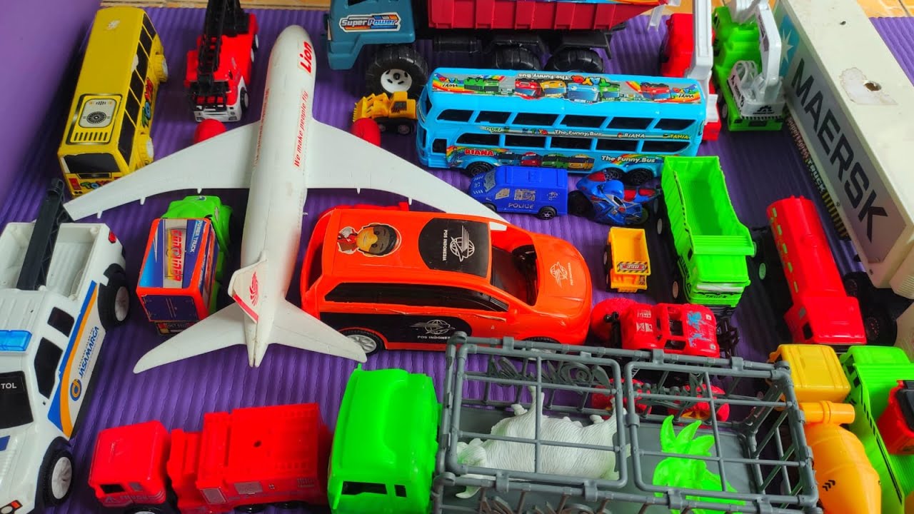 🚗✈️ Kumpulan Mobil Mainan dan Pesawat, Truk Monster, Excavator,  Bus Tingkat, Truk Molen