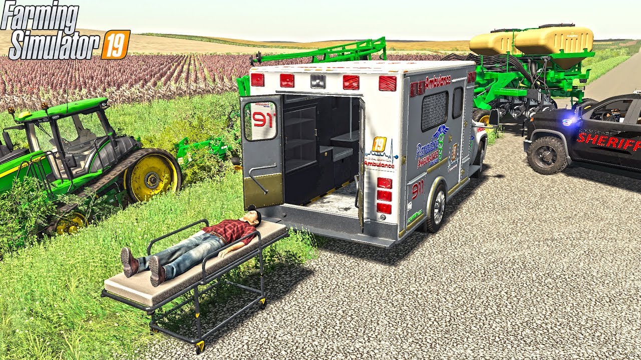 TRACTOR ACCIDENT (FARMER HOSPITALIZED) | IOWA POLICE DEPARTMENT | FARMING SIMULATOR 2019