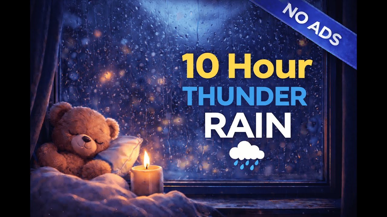 10 Hours GENTLE THUNDER Rain Sounds for Sleep | Deep Sleep | Black Screen | No Ads | Insomnia Relief