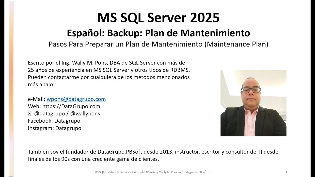 MS SQL Server Shorts :: Español: Plan de Mantenimiento