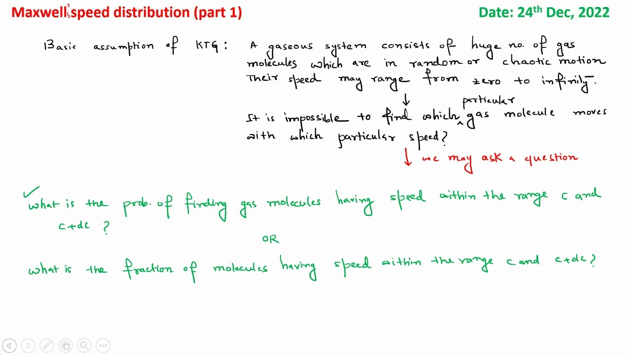 Maxwell's Speed Distribution (Part 1): Gaseous State - Lecture 13