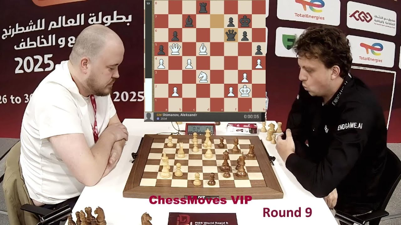 Aleksandr Shimanov vs. Hans Niemann /  FIDE World Rapid 2025 / Hans is the co-leader after 9 rounds