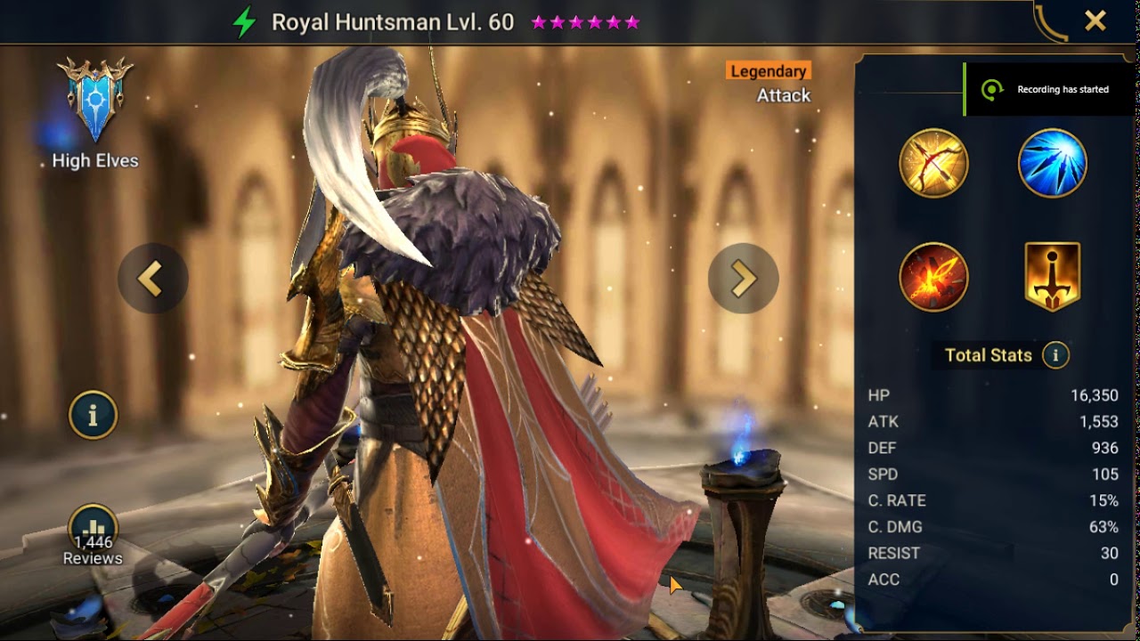Raid Shadow Legends Hero Showcase Royal Huntsman lv 60