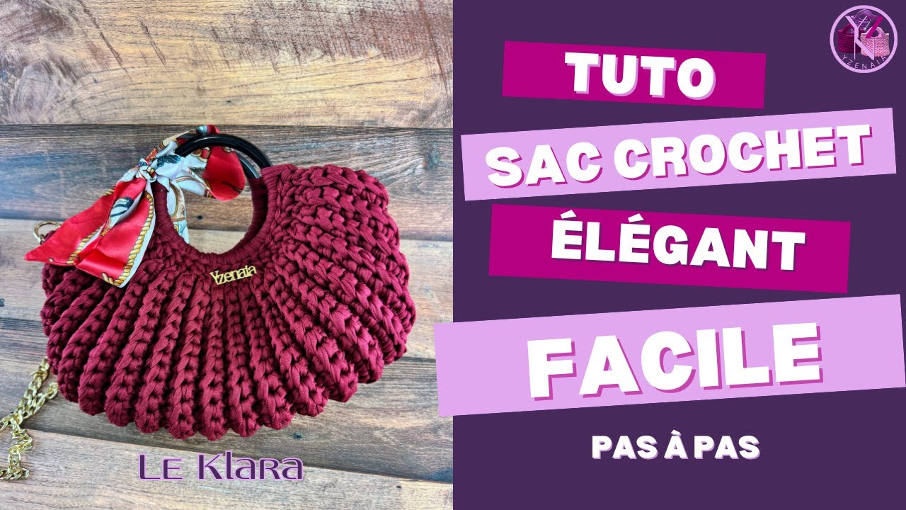 Comment  faire le Shell Bag au crochet ? Facile et économique débutant -Tuto en français - Yzenaia