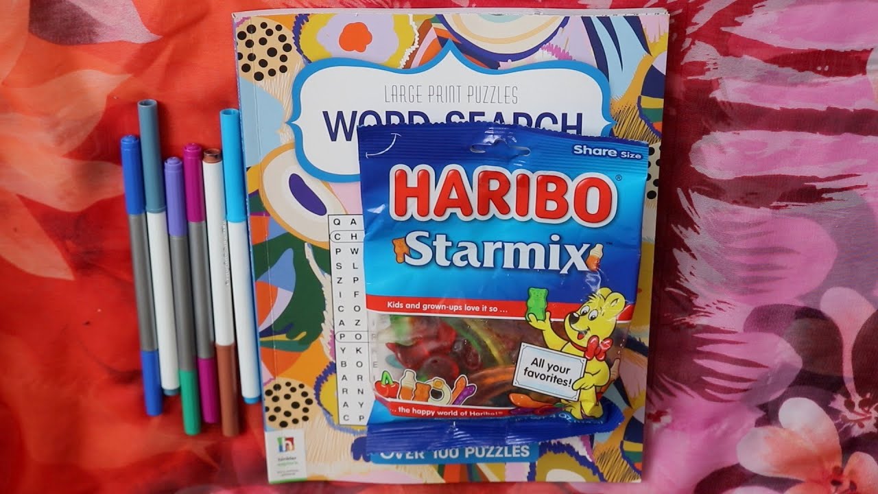 HARIBO GUMMIES WORD SEARCH MUSIC STYLES ASMR EATING SOUNDS