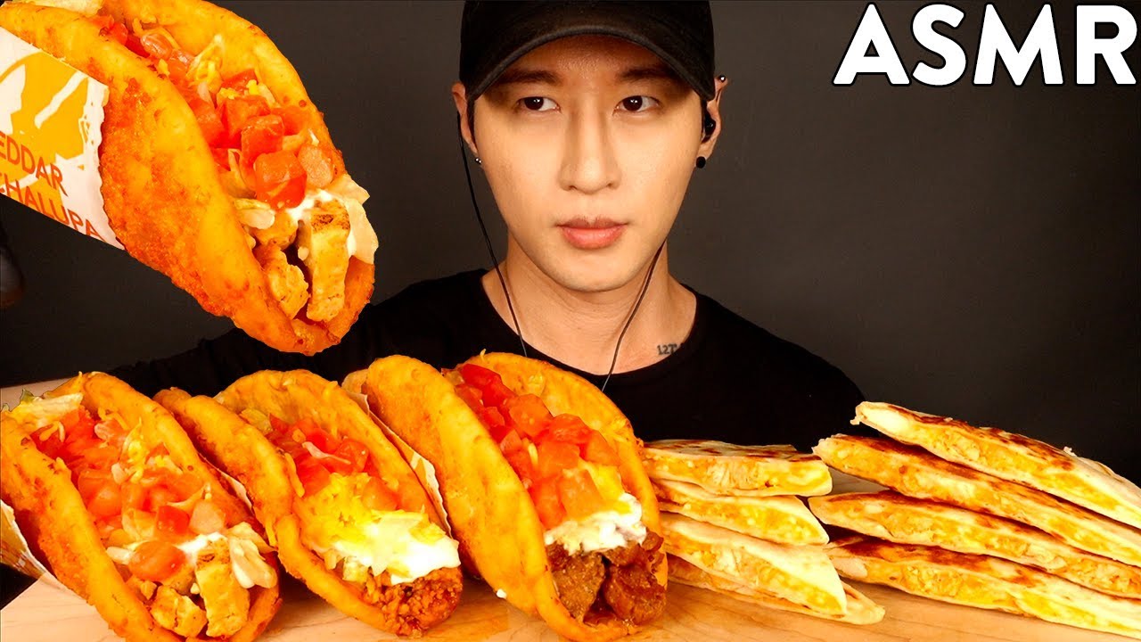 ASMR CHEDDAR CHALUPA & QUESADILLAS MUKBANG (No Talking) EATING SOUNDS | Zach Choi ASMR