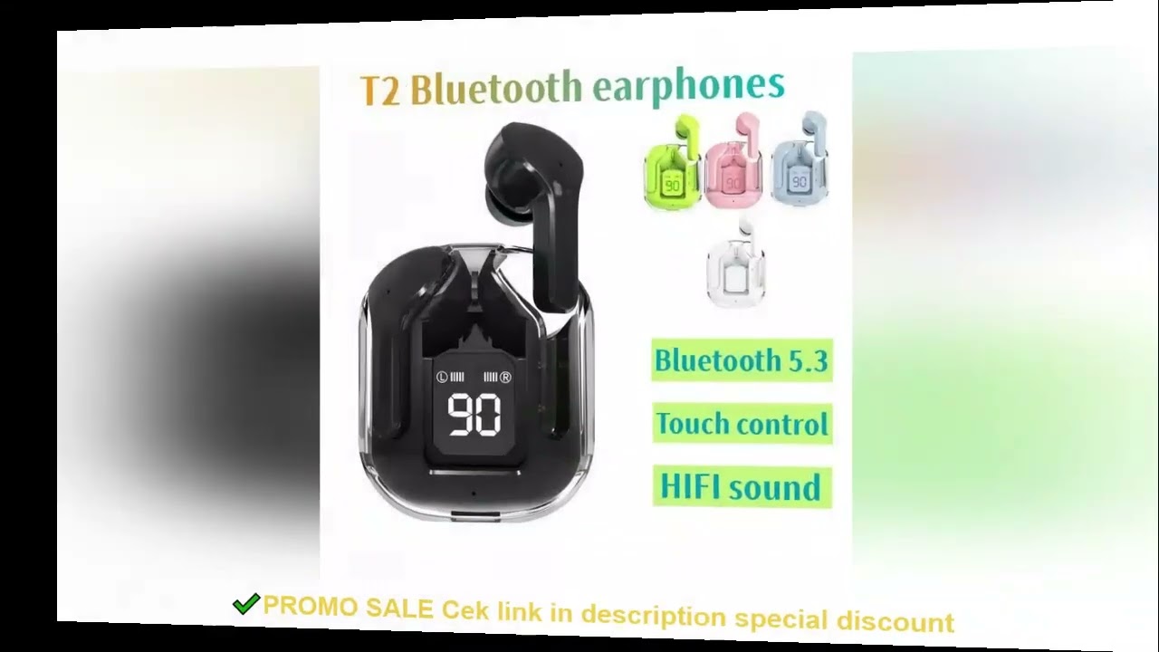 T2 TWS Wireless Headphones LED Power Earphones Digital Display Headset Stereo Sound Bluetooth-compat