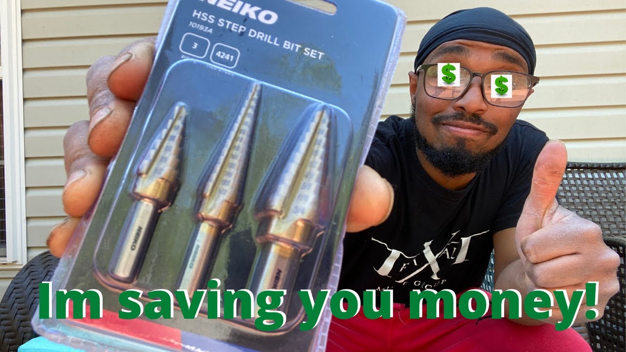 Neiko 10193A Titanium Step Drill Bit Set, High Speed Steel | 3-Piece Set