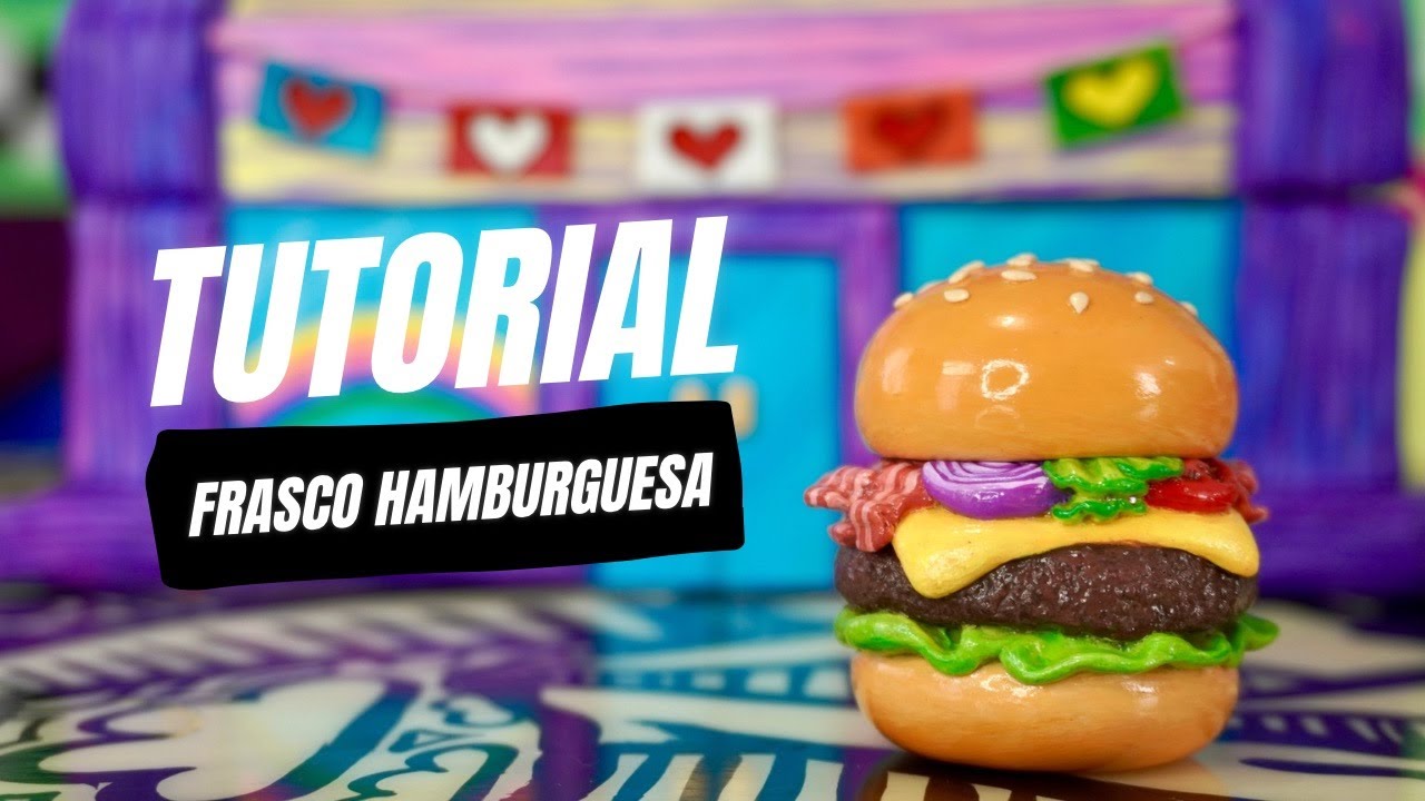 ¡Aprende a hacer un frasco de hamburguesa con porcelana flexible/fría! 🍔🎨 Tutorial diy