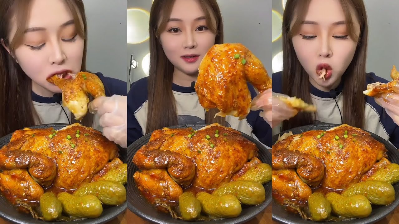 ASMR Mukbang 2 Ekor Daging Ayam Besar Utuh Yummy Makanan Pedas Korea Makecoh