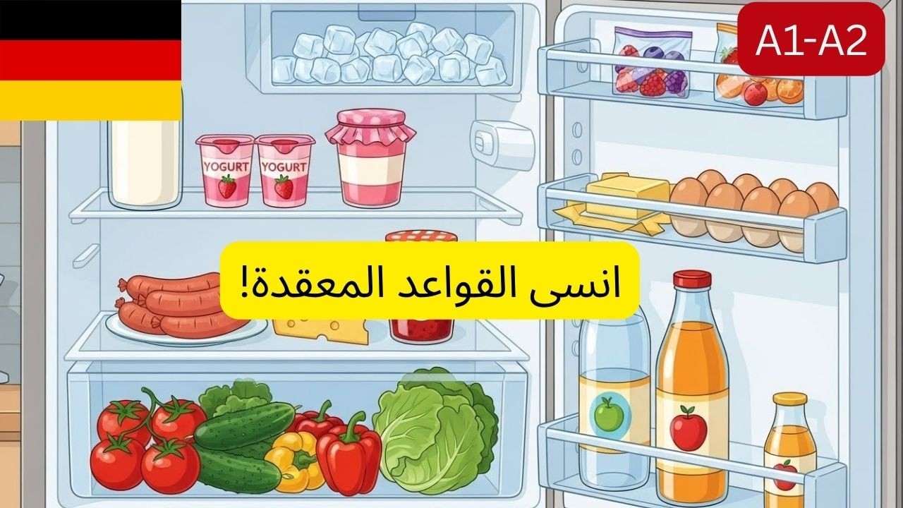 تعلّم الألمانية من داخل الثلاجة! 🧀 قصة بسيطة للمبتدئين