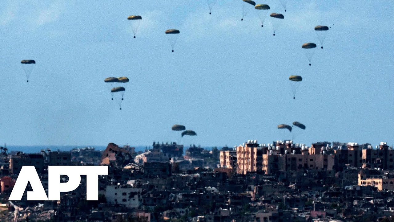 Chaos in the Skies: Palestinians in Deir al‑Balah Scramble for Airdropped Aid | APT