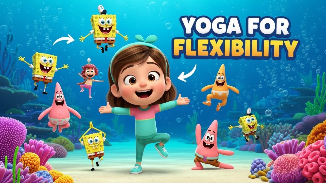 🧘&zwj;♀️ Fun SpongeBob Yoga Adventure! | Easy Yoga for Kids with Cartoon Characters