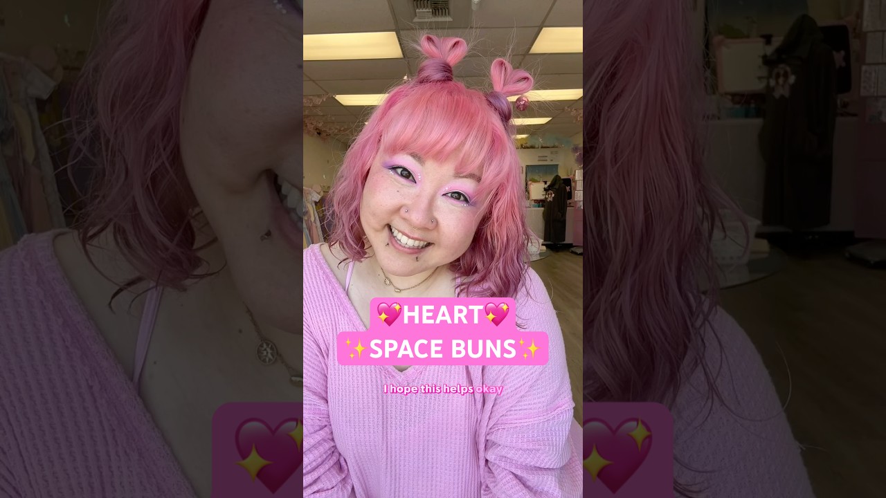 The perfect hairstyle for Valentine&rsquo;s Day- Heart space buns! #pinkmoonatelier #hairstyle