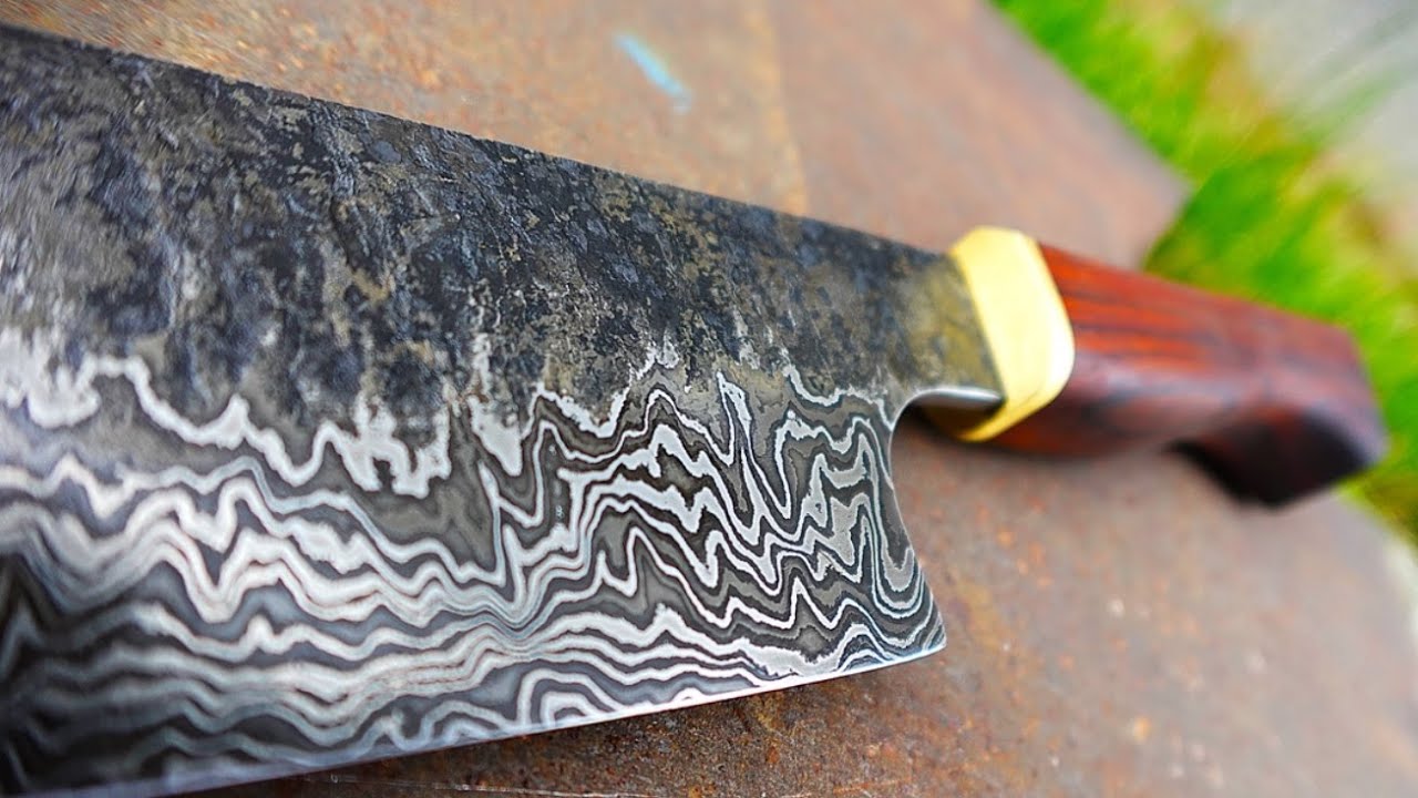Knife making ~ Beautiful damascus Nakiri !!
