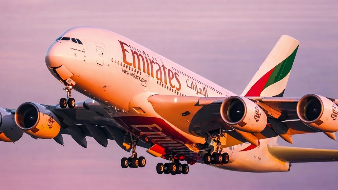 ✈️ Emirates A380 Stunning Heavy Takeoff – Birmingham Airport Plane Spotting 