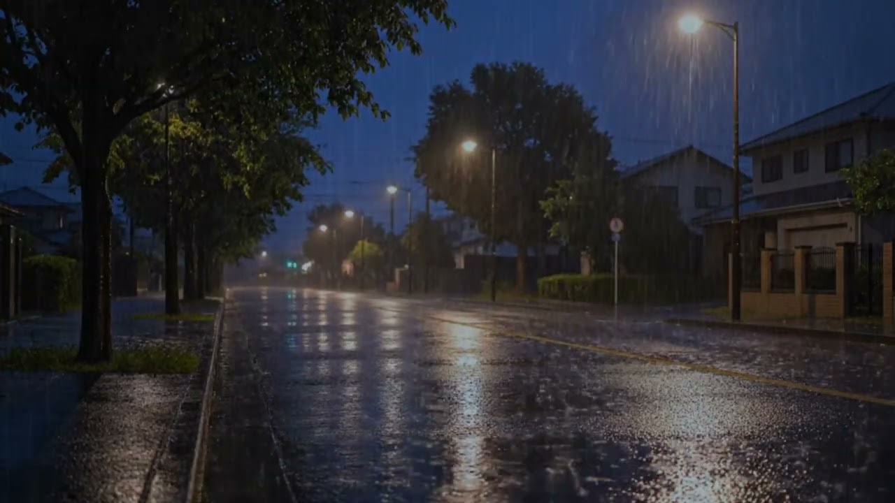 No Ads Rain Sounds for Sleeping – Neighborhood Rain & Gentle Piano for Anxiety