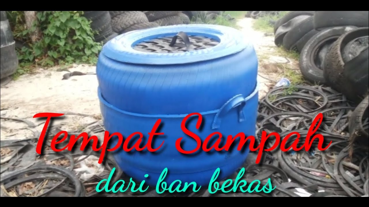 Limbah ban di sulap jadi tempat sampah tinggi besar