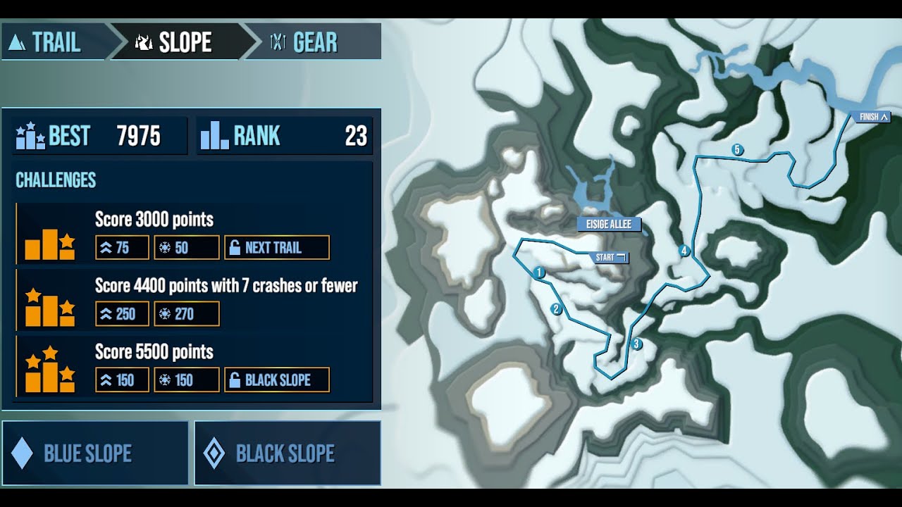 M1T1Blue/Black Trick Mode Guide Lonely Mountains: Snow Riders