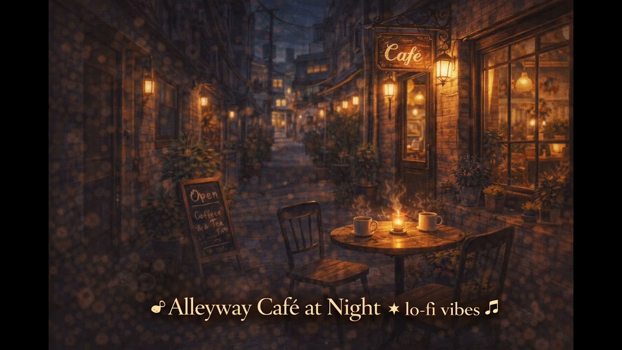【睡眠用BGM 作業用BGM】Alleyway Café at Night * lo-fi vibes