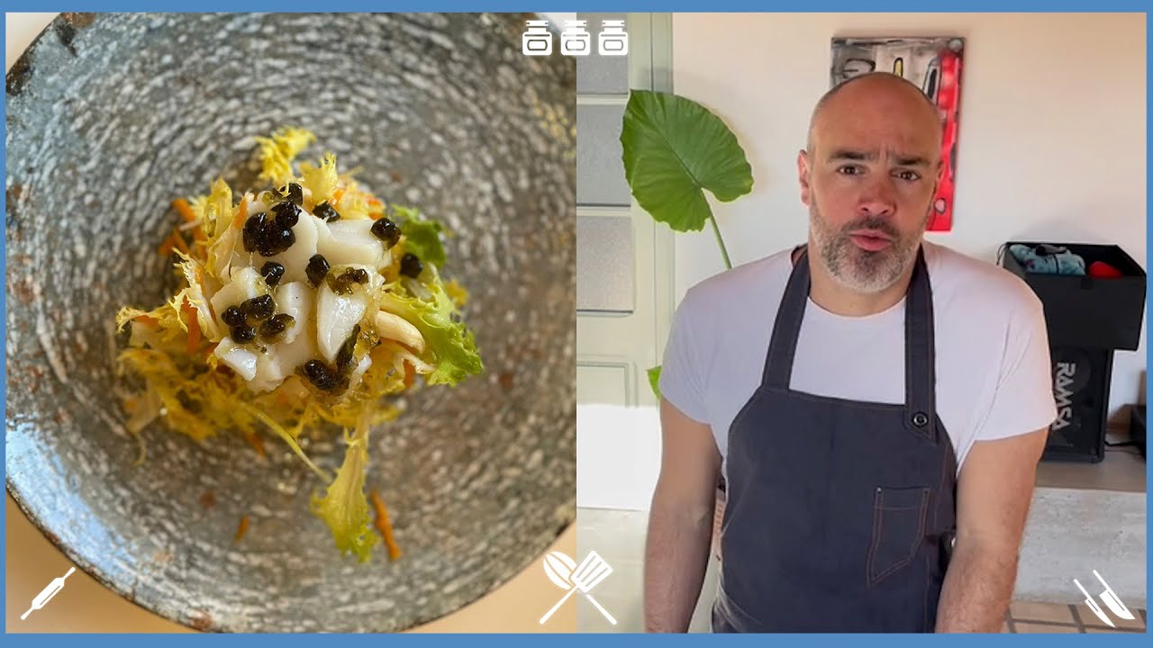 Amanida d'escarola amb bacallà confitat i melmelada de llimona, la recepta del cuiner Oriol Sabé