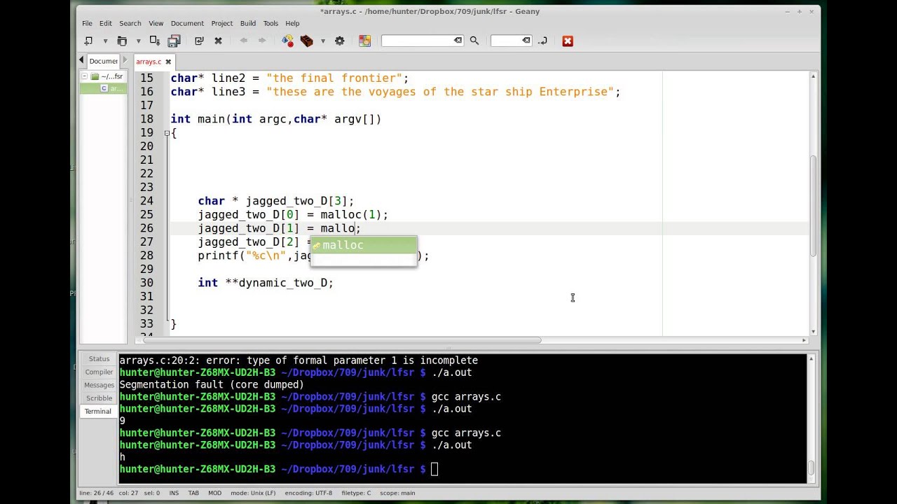 Jagged Two Dimensionall Arrays! C Tutorial 12