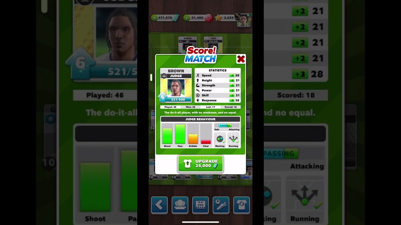 Judge upgrade from 6 to 7 level score match  
