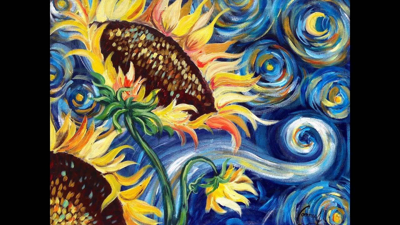 Sunflowers Tutorial | Vincent Van Gogh Starry Night | Beginner Acrylic Painting | TheArtSherpa
