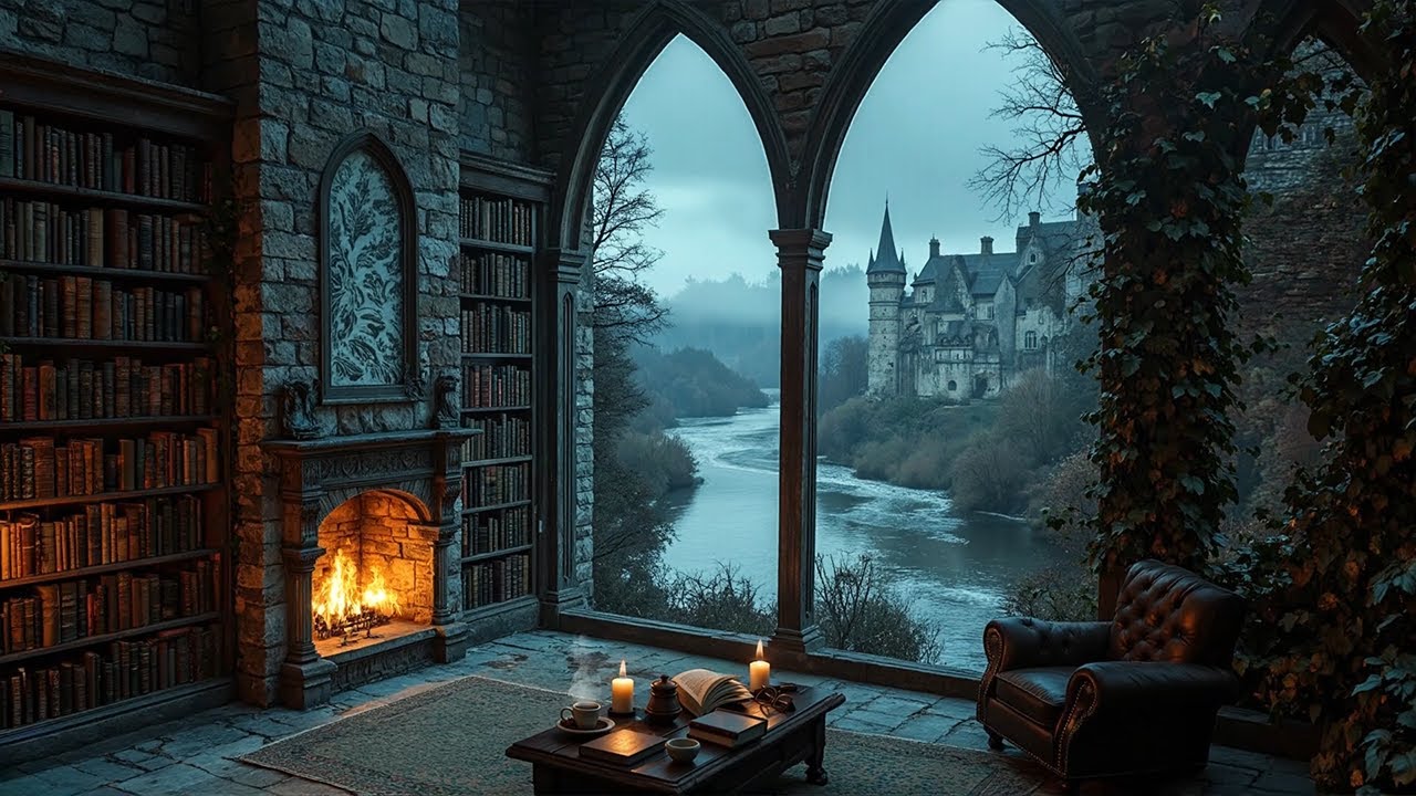 A Quiet Afternoon in the Castle Library | Dark Academia Piano & Ambience