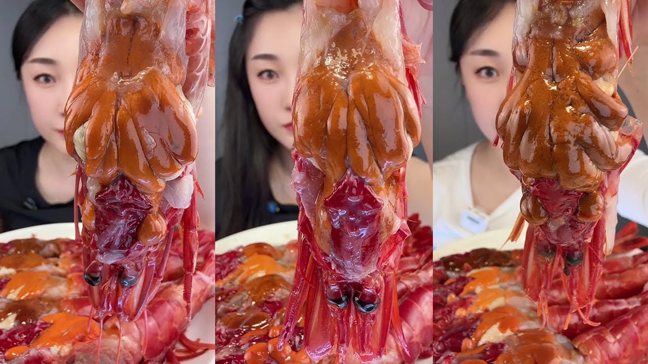 【Yummy】Eating show：Carabinero prawn🦐🦐#mukbang#Seafood#asmr