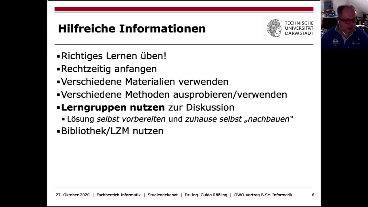 Hinweise zum Studium im B.Sc. Informatik an der TU Darmstadt